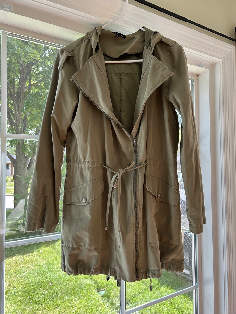 Staccato Olive Green Hooded Trench Coat